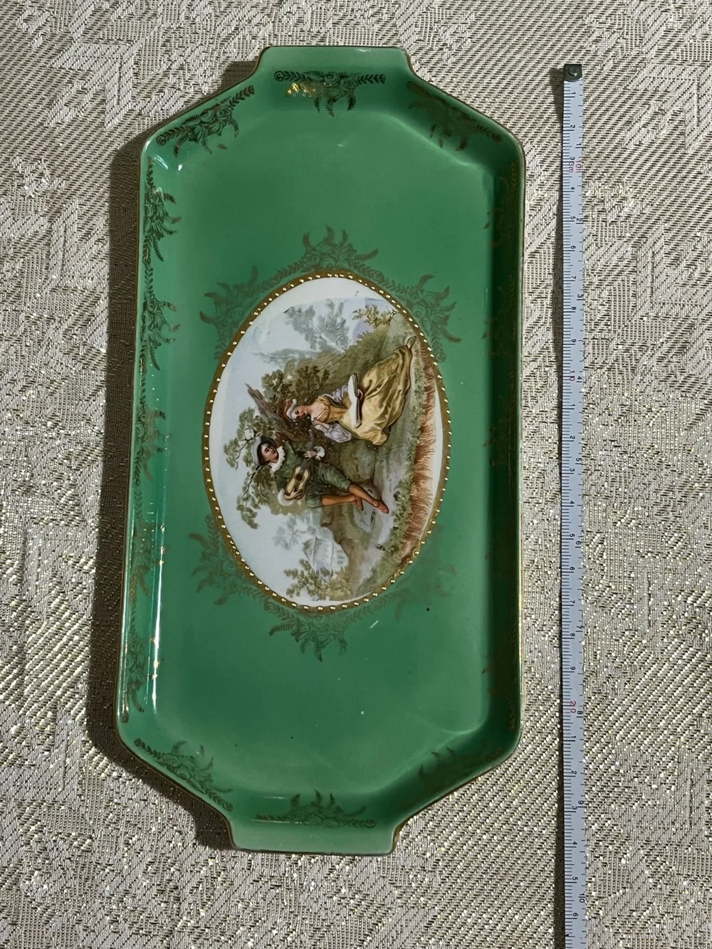 1920s Antique Thuringian Germany Porcelain Vanity Tray, Mold No. 611